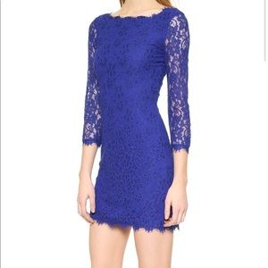 DVF Lace Shift Dress in Vivid Blue